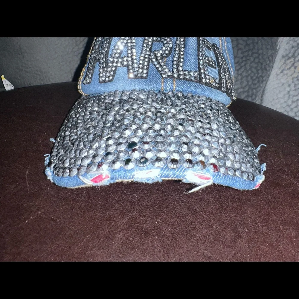 Harlem diamond distressed adjustable denim hat - Picture 9 of 15